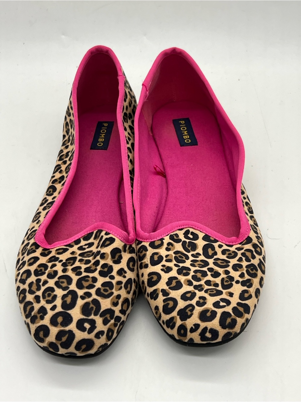 Piombo Leopard Print Ballet Flats with Pink Trim